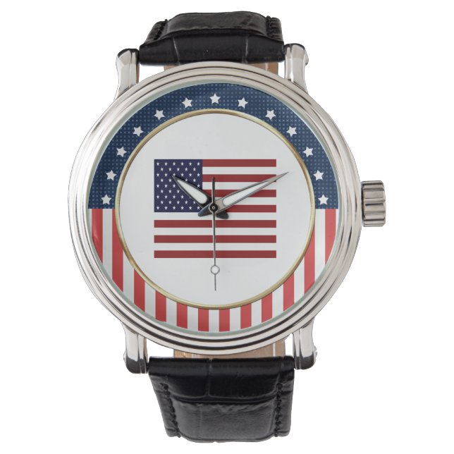 American Flagga Patriotic Wrist Watch Armbandsur (Framsida)