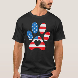 American Flagga Paw Skriv ut den 4 juli T Shirt