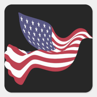 American Flagga Peace Dove Sticker Fyrkantigt Klistermärke
