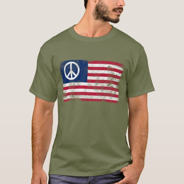 American Flagga Peace Tee Shirt (Framsida)