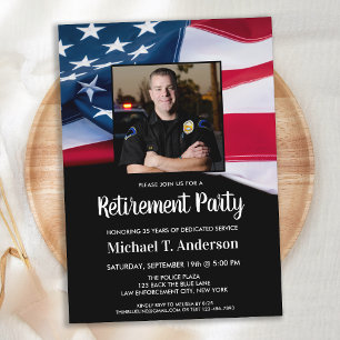 American Flagga Pension Patriotic Photo Police Inbjudningar