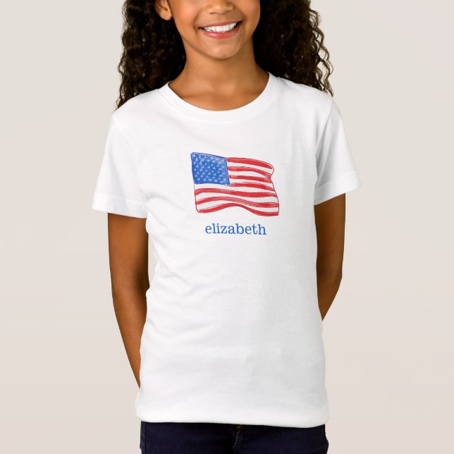 American Flagga Personlig Girl T Shirt (Framsida)