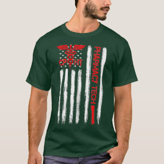 American Flagga Pharmacy Technician CPhT Tech Gift T Shirt
