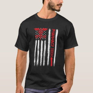American Flagga Pharmacy Technician CPhT Tech Phar T Shirt