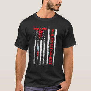 American Flagga Phlebotomist Phlebotomy Tech Blod T Shirt