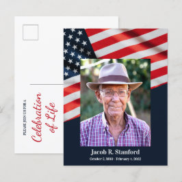 American Flagga Photo Firande of Life Memorial Vykort