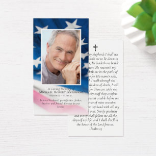 American Flagga Photo Memorial Prayer Card Visitkort