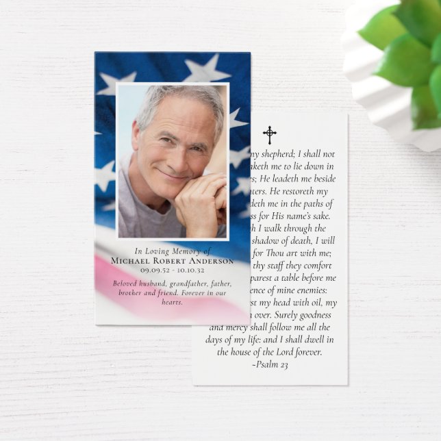 American Flagga Photo Memorial Prayer Card Visitkort (Skivbord)