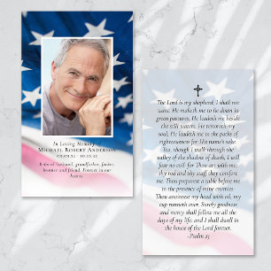 American Flagga Photo Memorial Prayer Card Visitkort