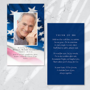 American Flagga Photo Memorial Prayer Card Visitkort