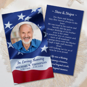 American Flagga Photo Milieral Prayer Card Visitkort