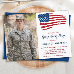 American Flagga Photo Miliing Going Away Party Inbjudningar
