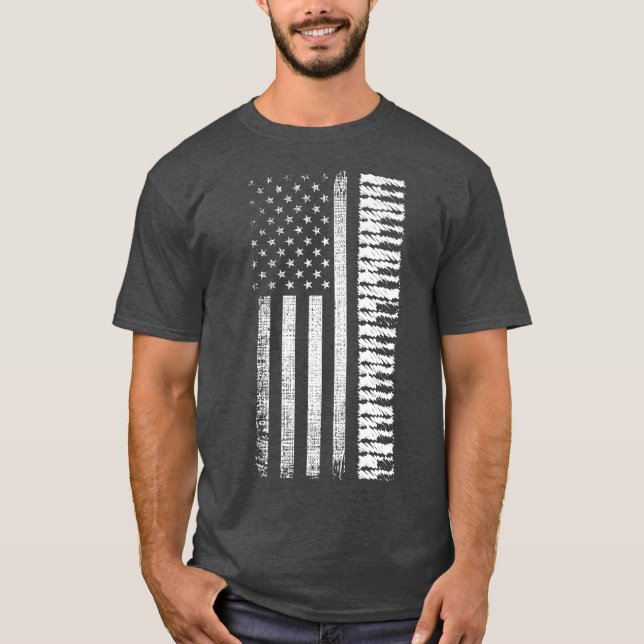 American Flagga Piano Nycklar Pianist Player Music T Shirt (Framsida)