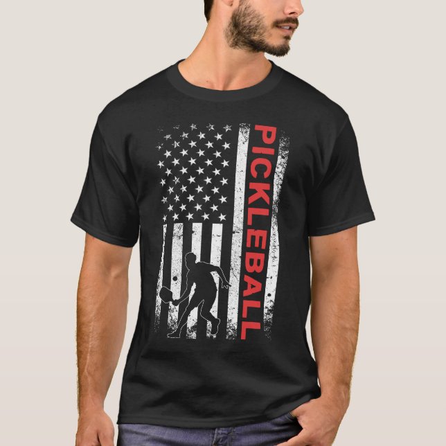 American Flagga Pickleball T Shirt (Framsida)