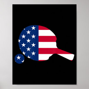 American Flagga Ping Pong Bord Tennis Player Equip Poster