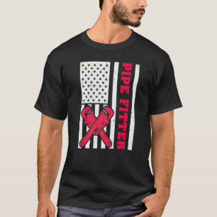 American Flagga Pipefitter Plumber T Shirt