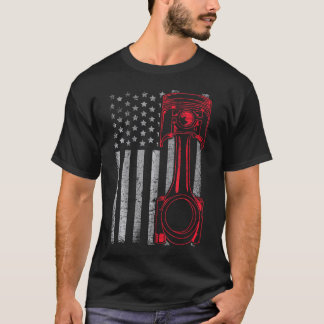 American Flagga Piston Funny Muscle Car Mechanic T Shirt