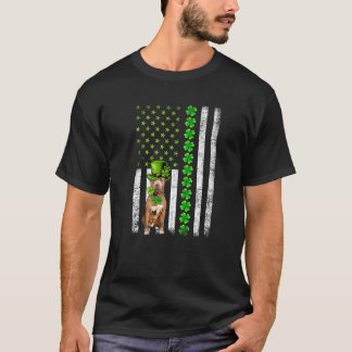 American Flagga Pitbull Hund St patricks day T Shirt