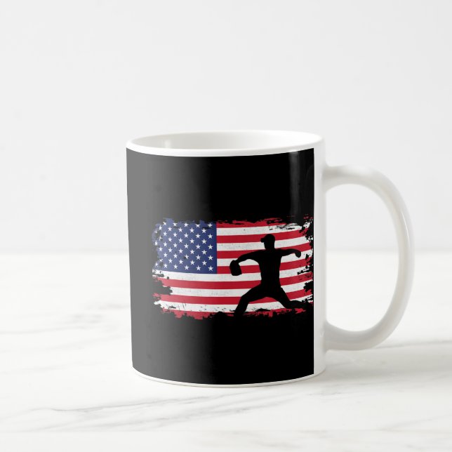 American Flagga Pitcher Baseball Apparel - Basebal Kaffemugg (Höger)