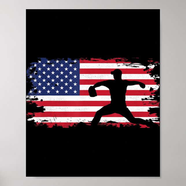 American Flagga Pitcher Baseball Apparel - Basebal Poster (Framsidan)