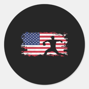 American Flagga Pitcher Baseball Apparel - Basebal Runt Klistermärke