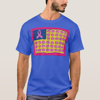 American Flagga Pizza Breast Cancer Awareness Rosa T Shirt