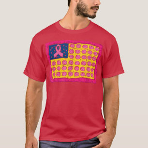 American Flagga Pizza Breast Cancer Awareness Rosa T Shirt