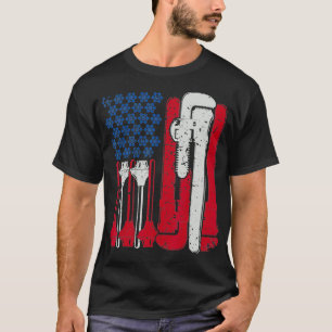 American Flagga Plumber Wrench T Shirt
