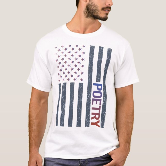 American Flagga Poetry Dikt Poet T Shirt (Framsida)
