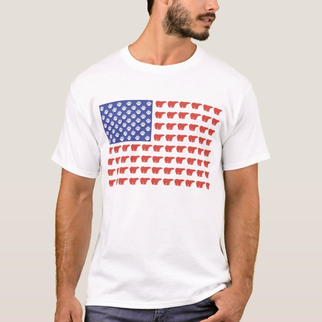 American Flagga Polar Bear T Shirt (Framsida)