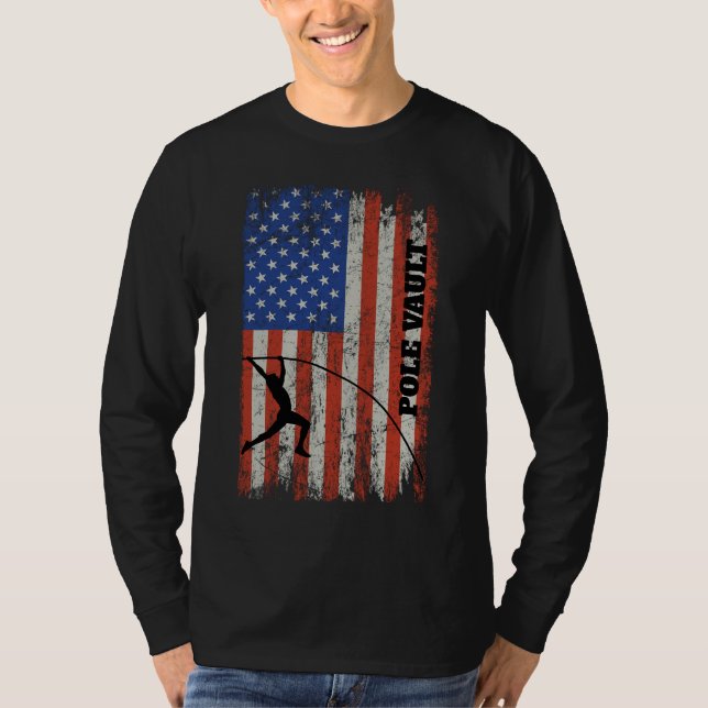American Flagga Pole Vault - Dolt fickskärm T Shirt (Framsida)