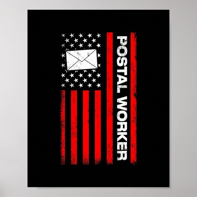 American Flagga Postal Worker Patriotic Postman Poster (Framsidan)