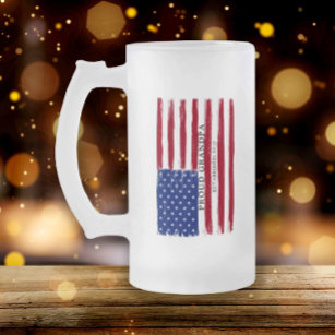 American Flagga Proud Grandpa Frostat Ölglas