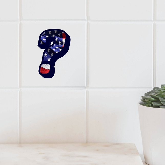 American Flagga Query Mark LG Photo Ceramic Tile Kakelplatta (American Flag Question Mark LG Photo Ceramic Tile)