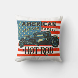 American Flagga Racers Hot rod Car Kudde