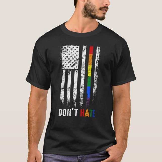American Flagga Rainbow Hate Gay Lgbtq Lgbt P T Shirt (Framsida)
