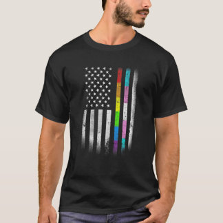 American Flagga Rainbow Homosexual Högers LGBTQ Bi T Shirt