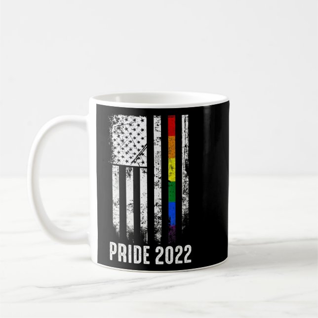 American Flagga Rainbow Usa Gay Lgbtq Lgbt Pride M Kaffemugg (Vänster)