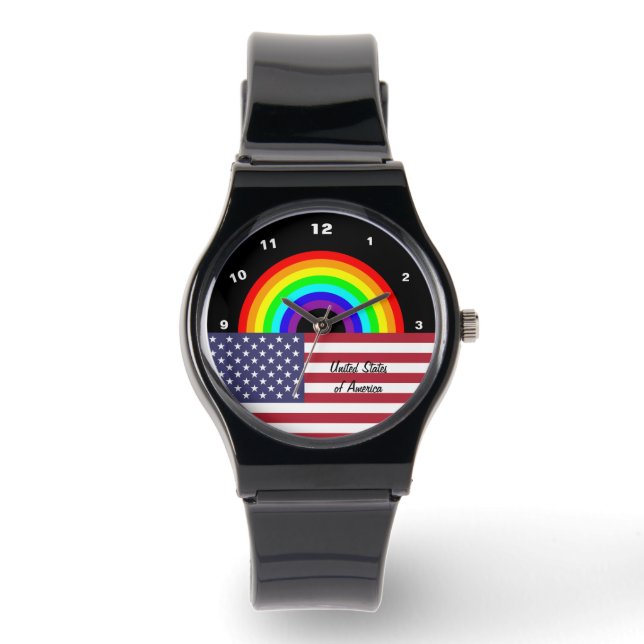 American Flagga Rainbow watch, kärlek USA, LGBT pr Armbandsur (Framsida)