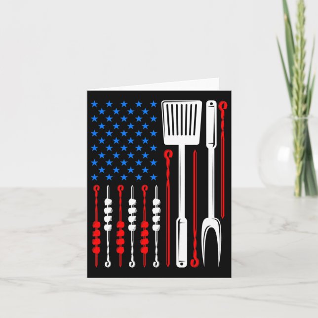 American Flagga Rbecue Son Pappa Husand Fars dag R Kort (Framsida)
