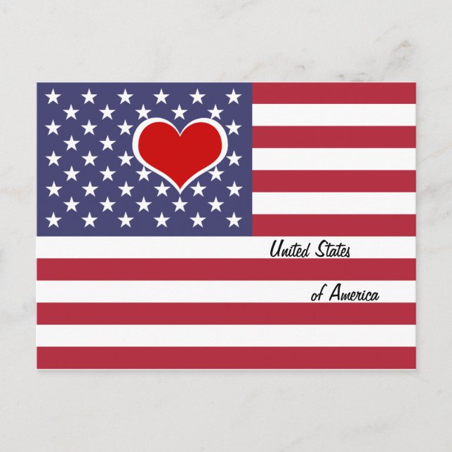 American Flagga & Red Heart - USA/sportfantast Vykort (Framsida)