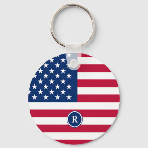 American Flagga Red White och Blue Patriotic Nyckelring