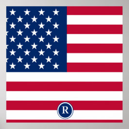 American Flagga Red White och Blue Patriotic Poster
