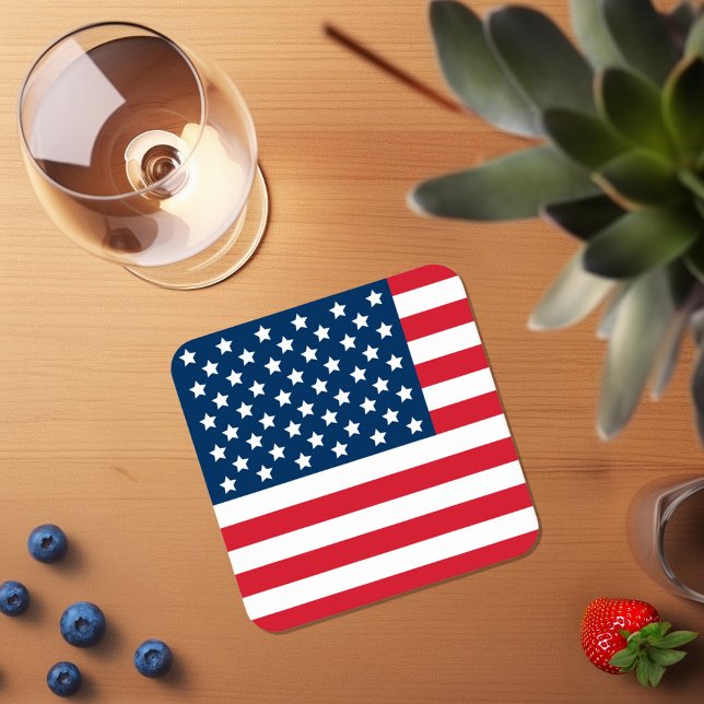 American Flagga Red White och Blue Patriotic Underlägg Papper Kvadrat (Skapare uppladdad)