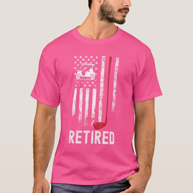 American Flagga Retrött Golfing Golf Klubb Golf Ca T Shirt (Framsida)
