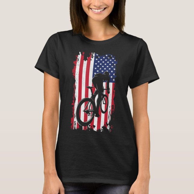 American Flagga Road Biking Cycling Apparel - Cycl T Shirt (Framsida)