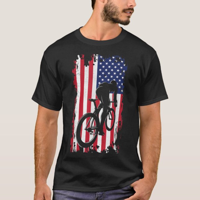 American Flagga Road Biking Cycling Apparel - Cycl T Shirt (Framsida)