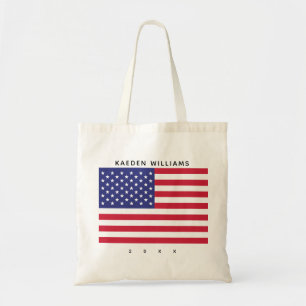 American Flagga Rött vitt blått Monogram Patriot Tygkasse