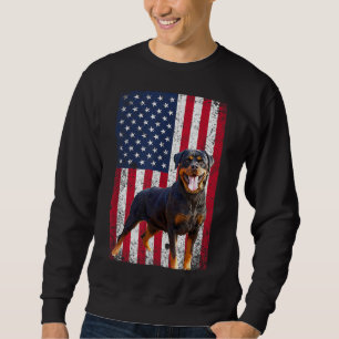 American Flagga Rottweiler Hund älskare Funny 4th Lång Ärmad Tröja