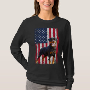 American Flagga Rottweiler Hund älskare Funny 4th T Shirt